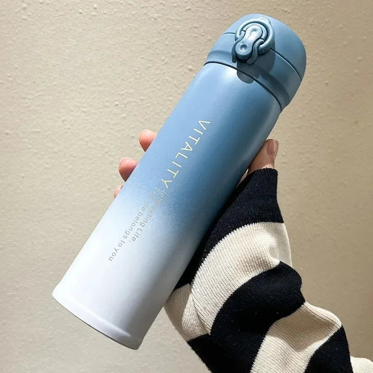 500ml Gradient Stainless Steel Insulated Water Bottle Flip Lid