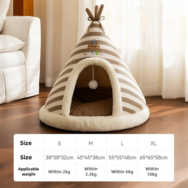 Winter Warm Knitted Cat Bed Cozy Tent Cat Heating Pad House