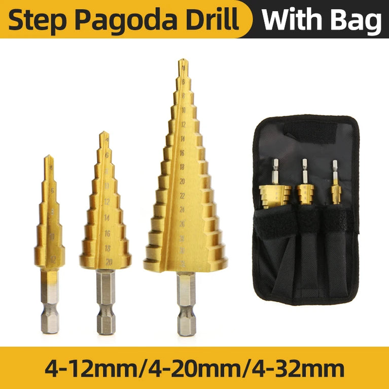 Titanium Step Drill Bit Set | High-Speed Stepped Conical Stage Drills