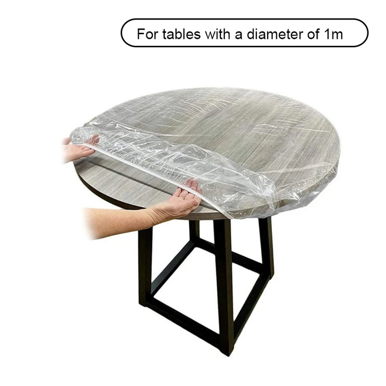 Disposable Fitted Round Tablecloths | Transparent Waterproof Protection