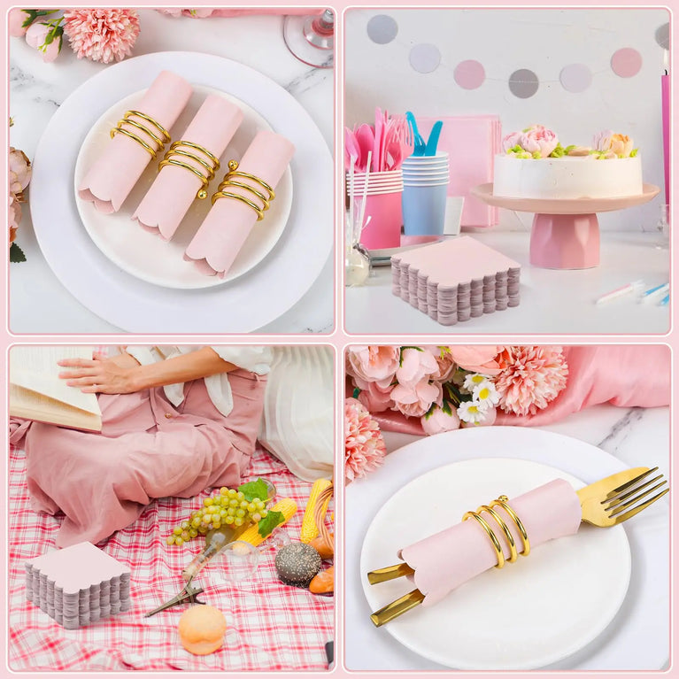 50PCS COCKTAIL SCALLOPED EDGE DISPOSABLE PAPER NAPKINS 5X5 INCH DINNER WEDDING PARTY