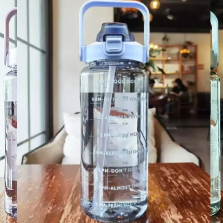 2L Portable Large Capacity Straw Water Bottle Fitness Sports