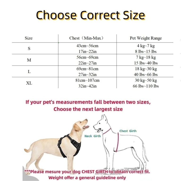 Heavy Duty No Pull Dog Harness Reflective Adjustable Control Handle Vest