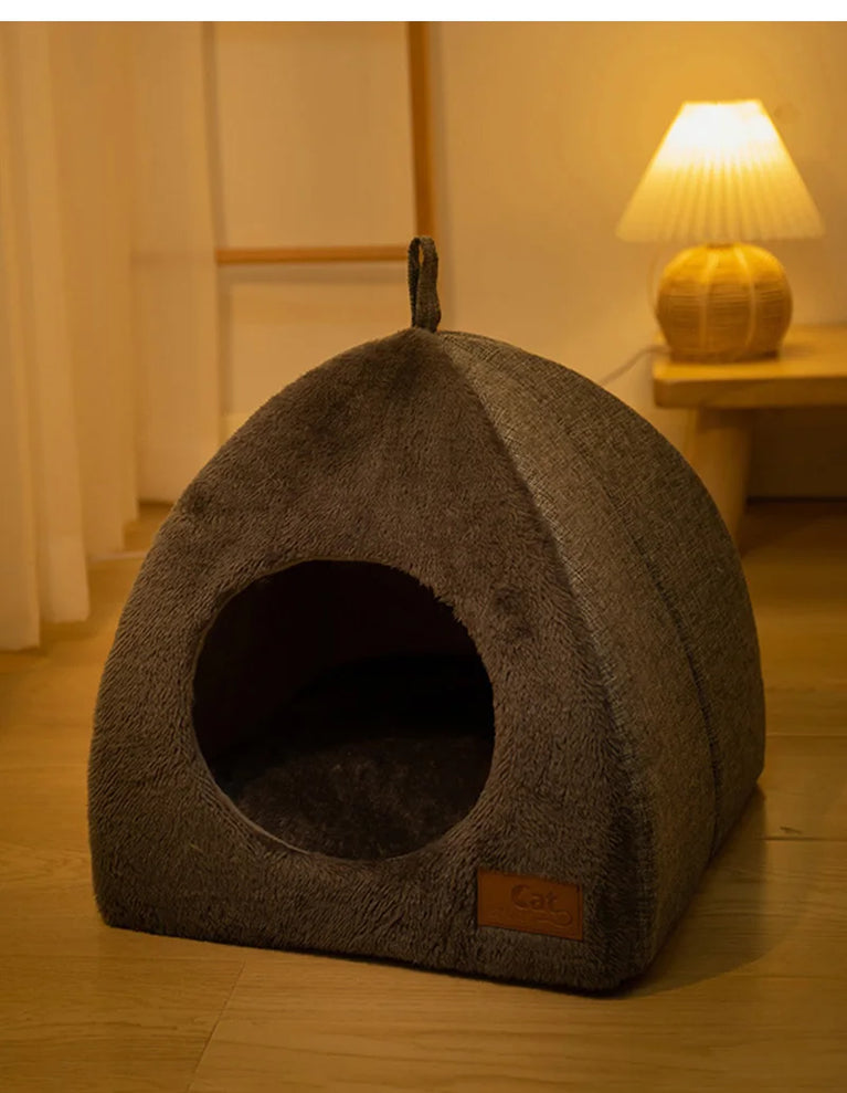 Winter Warm Cat Bed Foldable House Cat Heating Pad Cushion