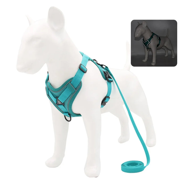 LED Light Reflective Dog Harness Vest With Leash Adjustable Pet Set