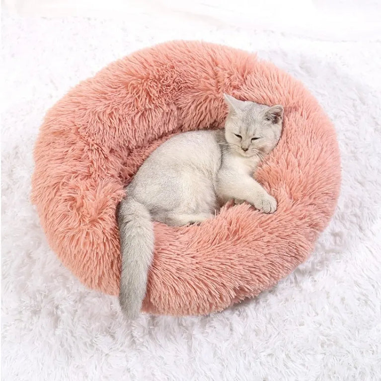 Round Plush Environment Friendly Dog Bed 40-90cm Soft Warm Pet Sleeping Nest