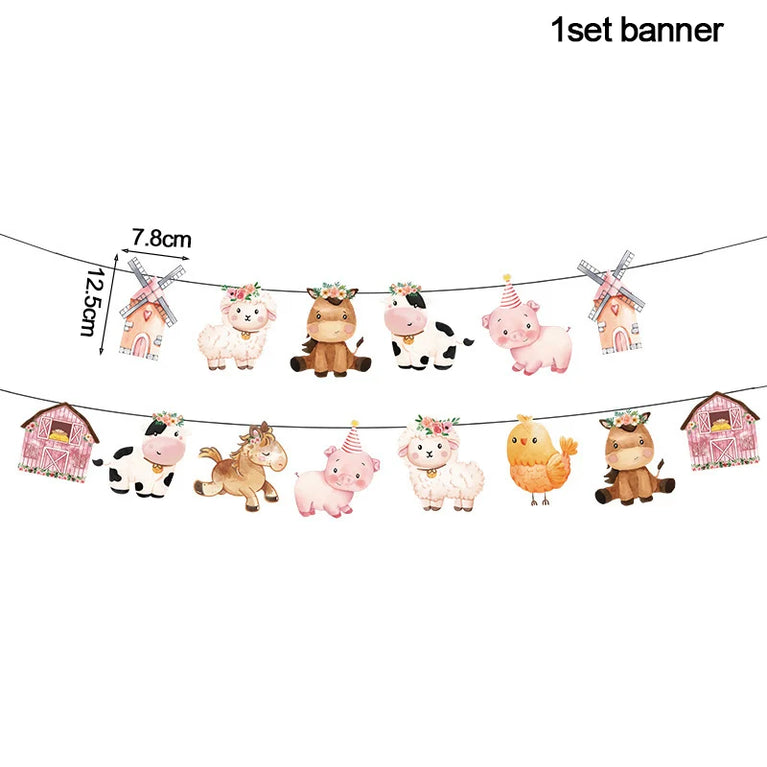 Pink Farm Animals Birthday Disposable Tableware Set-Baby Shower Decor
