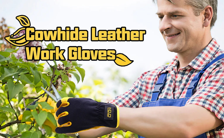 Leather Gardening Gloves Heavy Duty Breathable Work Protection