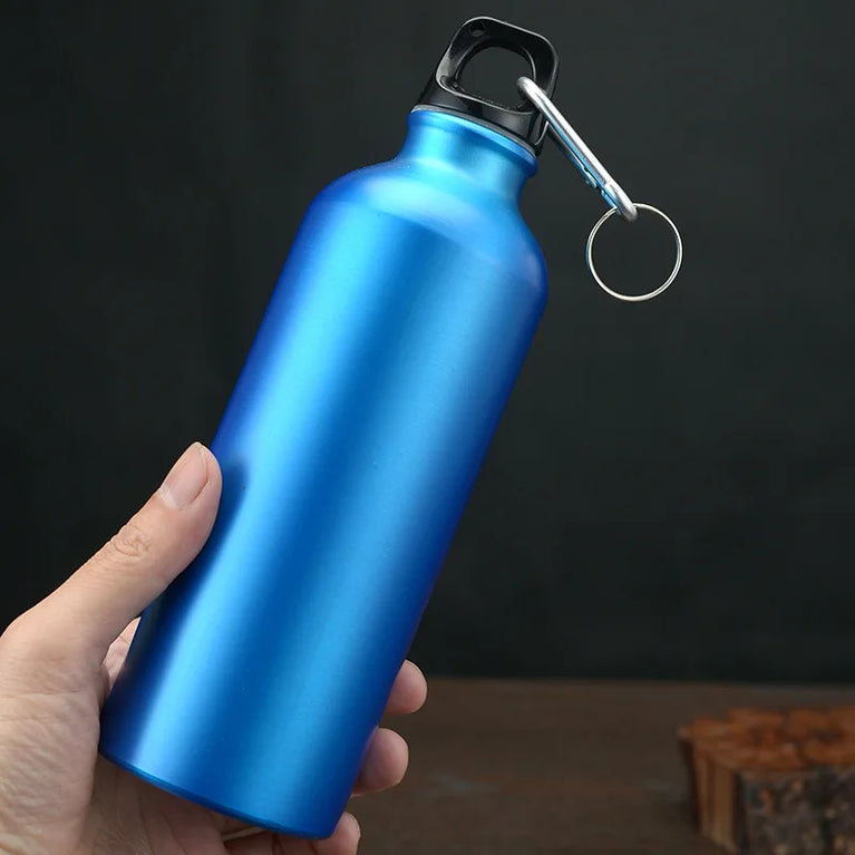 500ml Aluminum Sports Mountaineering Water Bottle Lightweight Hook Lid Outdoor Climbing Flask Kettle