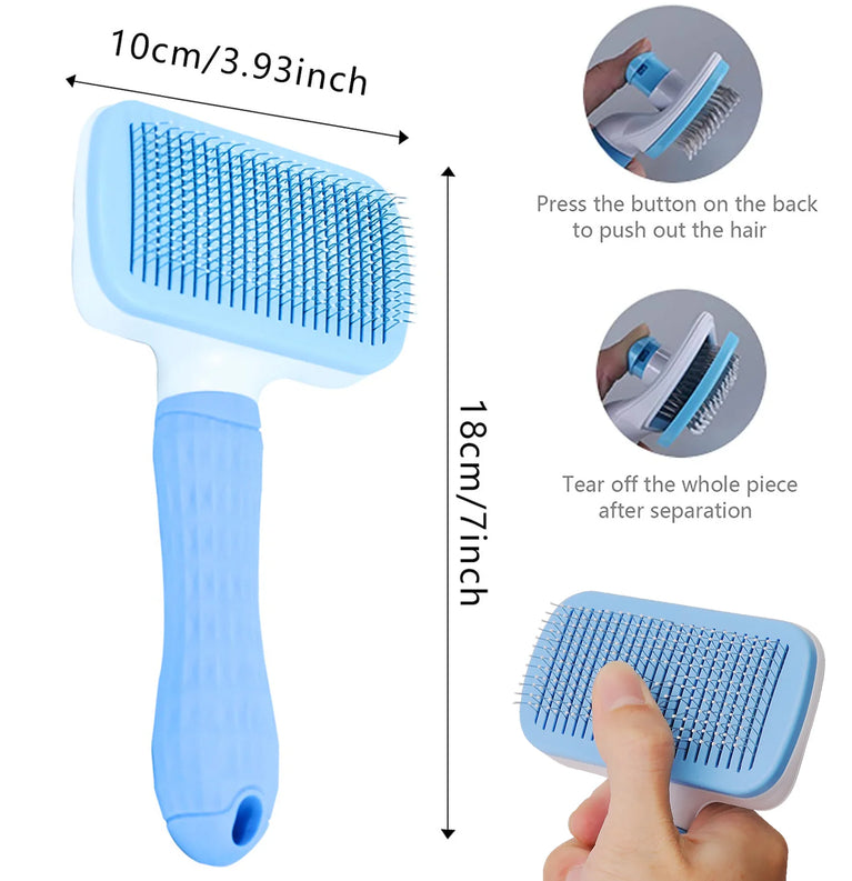 Stainless Steel Pet Grooming Brush | Pro Hair Remover & Comb