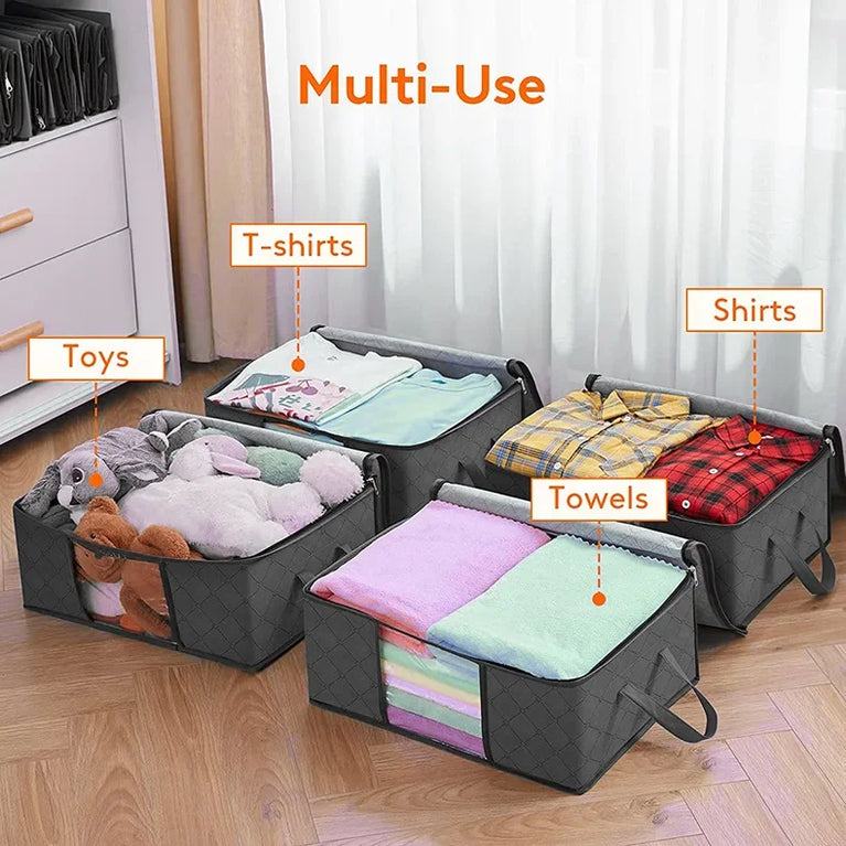 Large Capacity Foldable Storage Bag | 3D Wardrobe Organizer for Blankets & Clothing
