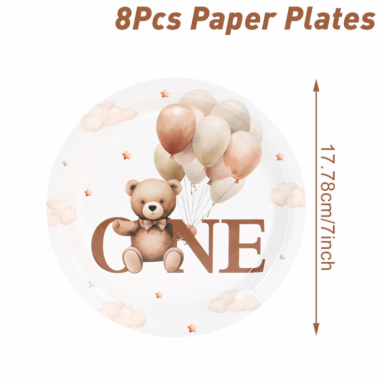 Little Bear Balloon Happy 1st Birthday Disposable Tableware Set Party Decorations
