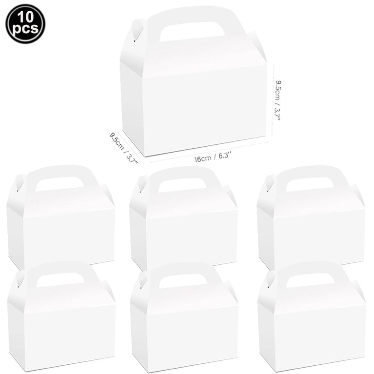 10Pcs Solid Color Popcorn Boxes Paper Food Trays Gift Bags With Handles Party Supplies Set