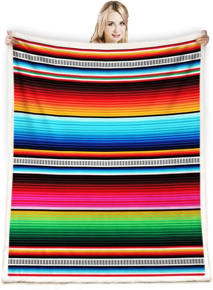 Striped Blanket | Colorful Plush Throw for Home & Travel