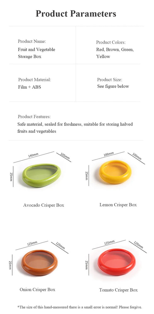 Fruit Vegetable Airtight Fresh Storage Box Lemon Tomato Avocado Preservation Seal Cover