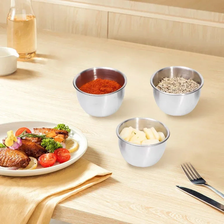 304 Stainless Steel Sauce Cup with Lid Reusable Dipping Container 75ML Portable Salad Dressing Jar Kitchen Tool