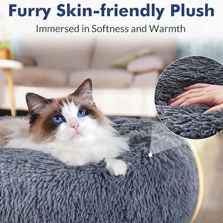 Round Plush Environment Friendly Dog Bed 40-90cm Soft Warm Pet Sleeping Nest