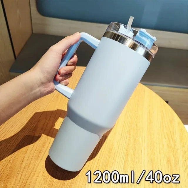 40OZ Stainless Steel Insulated Vacuum Waterbottle With Handle Straw Cup