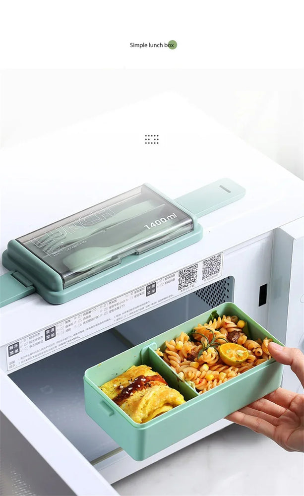 Portable Leakproof Microwave Lunch Box 700/1400ML with Spoon Bento Container