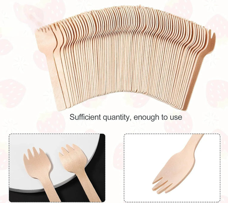 100Pcs Disposable Mini Wooden Ice Cream Spoon Dessert Party Set Tool