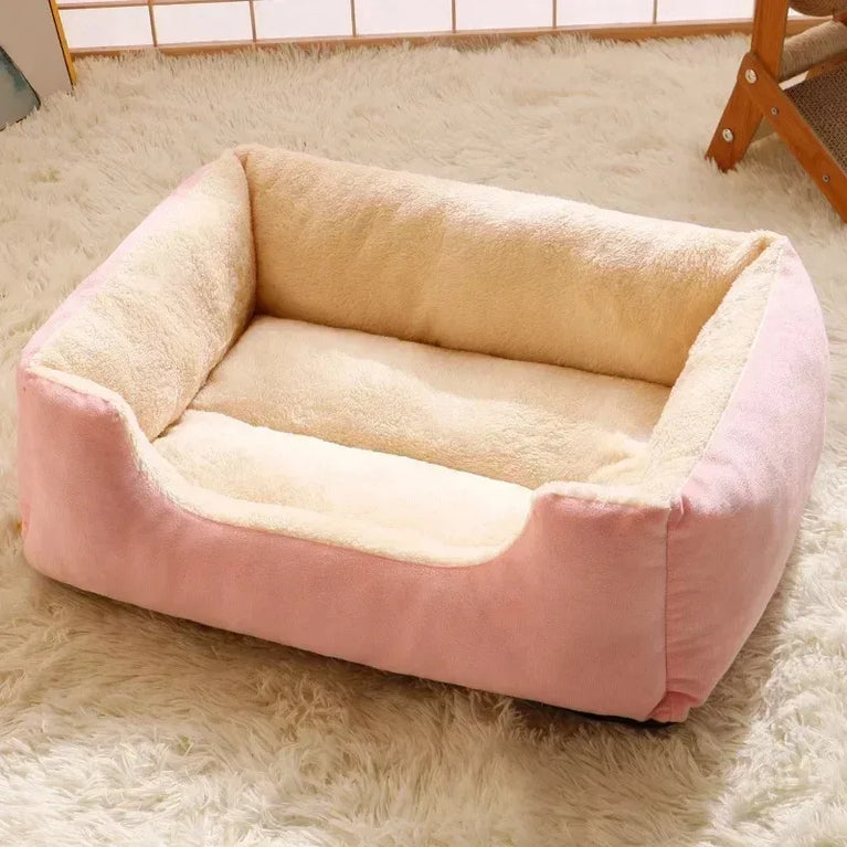 Soft Plush Cat Bed Basket Cozy Breathable Winter Pet Sleeping Nest Accessories
