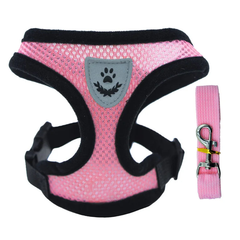 Breathable Mesh Cat Small Dog Harness And Leash Kitten Puppy Adjustable Vest Set