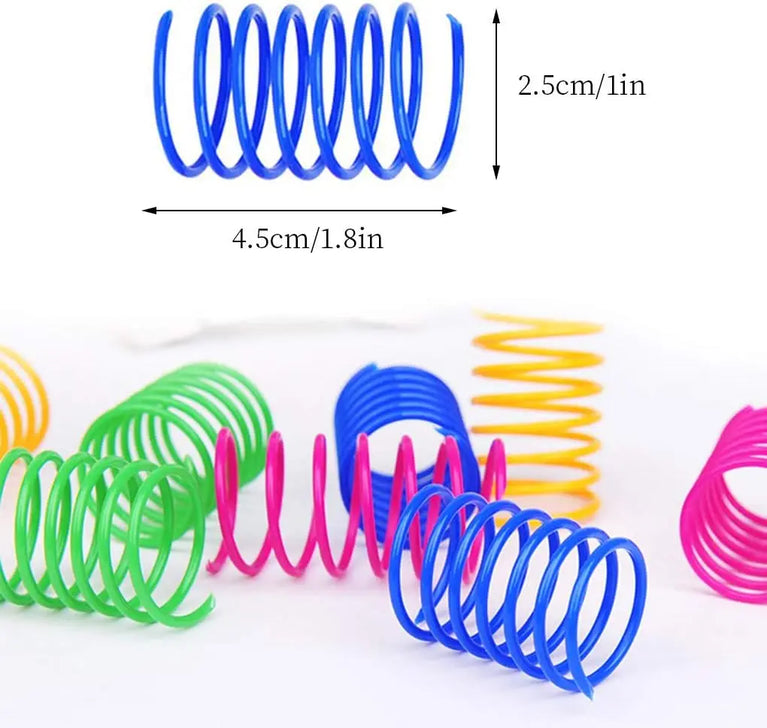 Cat Spring Toy Plastic Spiral Coil Colorful Interactive Kitten Hunting Swatting Pet Toy Set