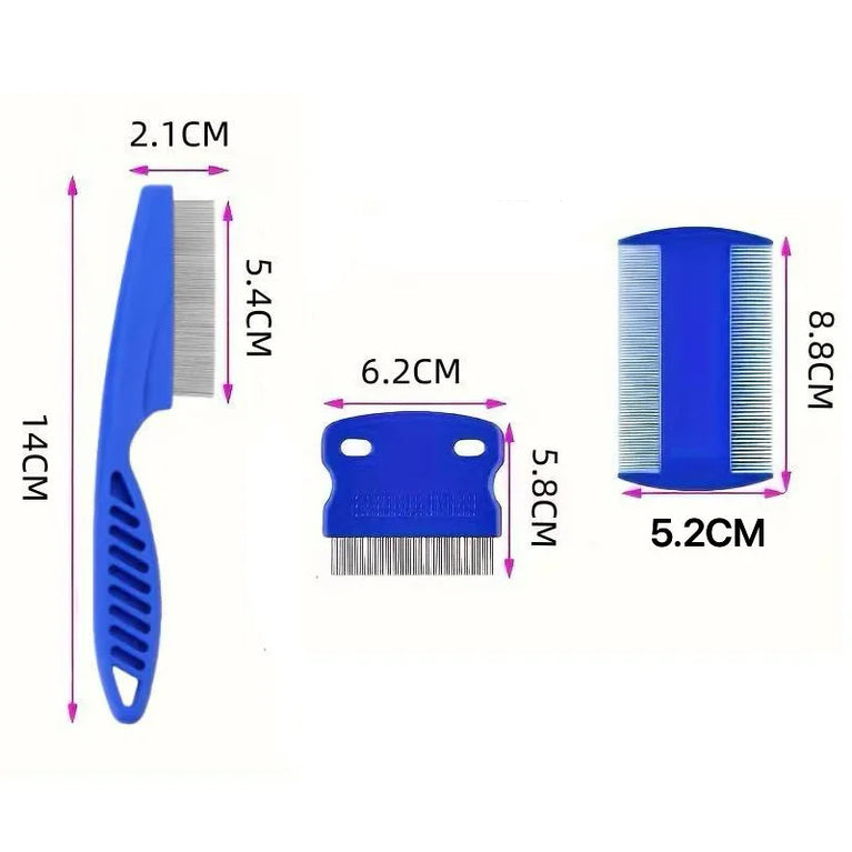 3Pcs Set Dog Cat Grooming Combs Rounded Teeth Pet Dematting Tool Kit