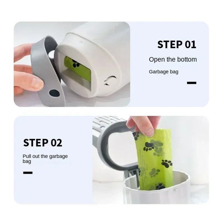 2-in-1 Cat Litter Scoop with Integrated Trash Bin | Portable Waste Management System