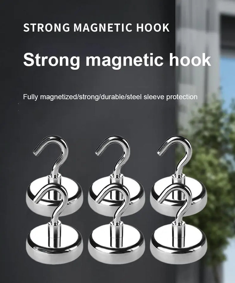 Strong Magnetic Hook Set | 10-Piece Neodymium Multi-Purpose Home & Office Organizer