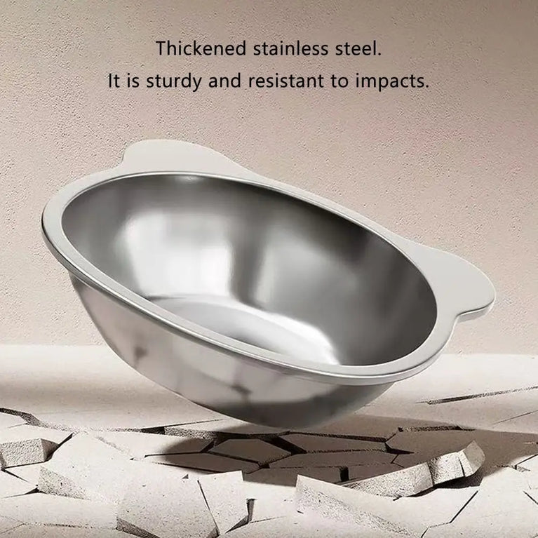 Raised Cat Bowls Tilted Neck Guard 304 Stainless Steel Elevated 15 Degree Anti Slip Pet Feeding Set