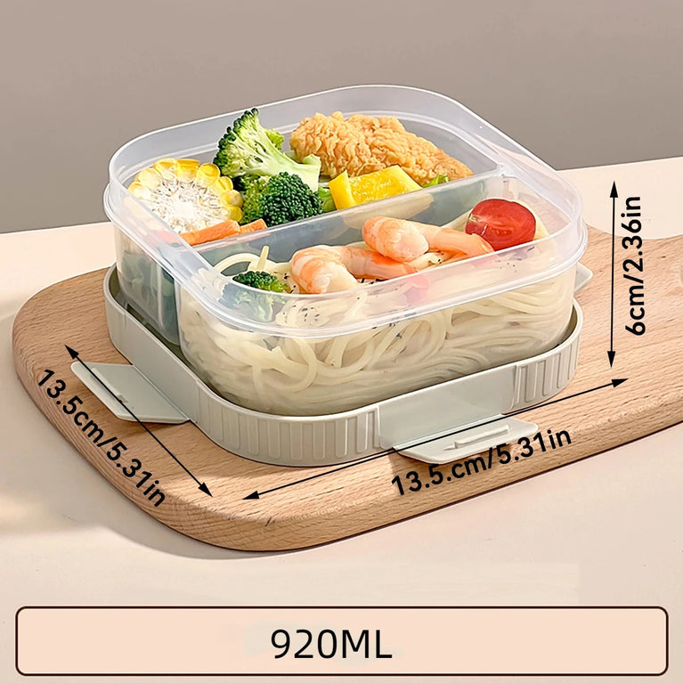 Portable Plastic Divided Lunch Box Kids Student School Picnic Sealed Microwave Bento Container