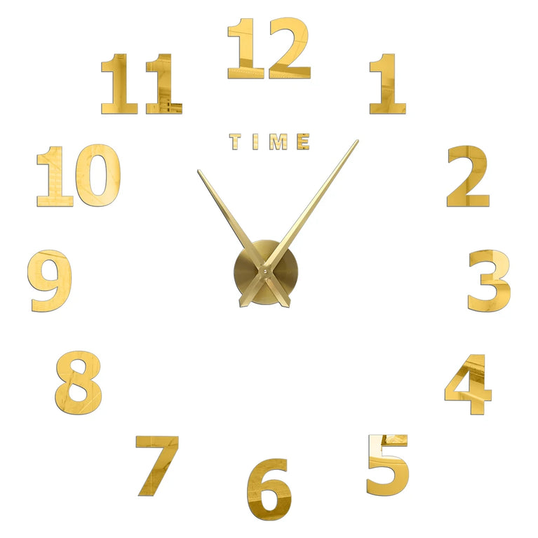 3D DIY Large Wall Clock | Modern Acrylic Mirror Surface Home Décor