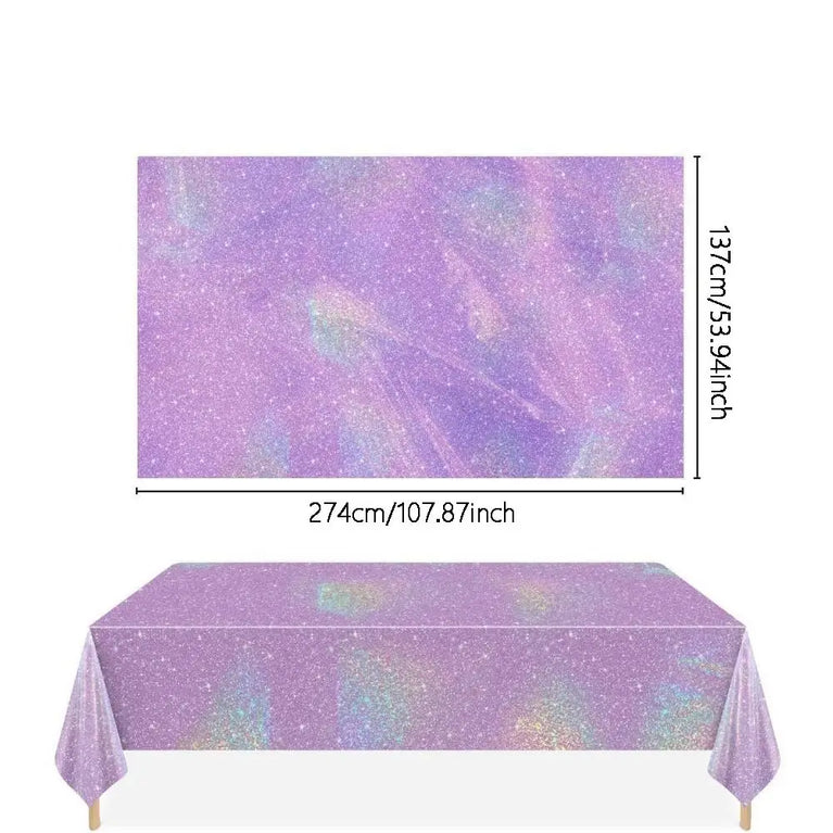 Purple Iridescent Laser Disposable Tablecloth for Party Decoration