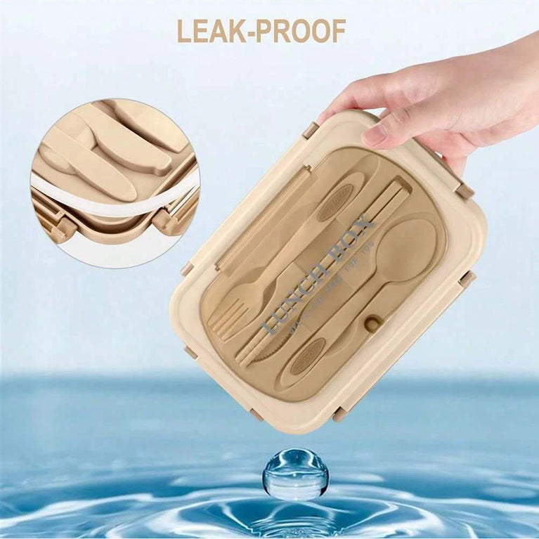 Compartment Lunch Box Portable Microwave Bento Box Leakproof Food Container with Spoon and Fork for Picnic Office School