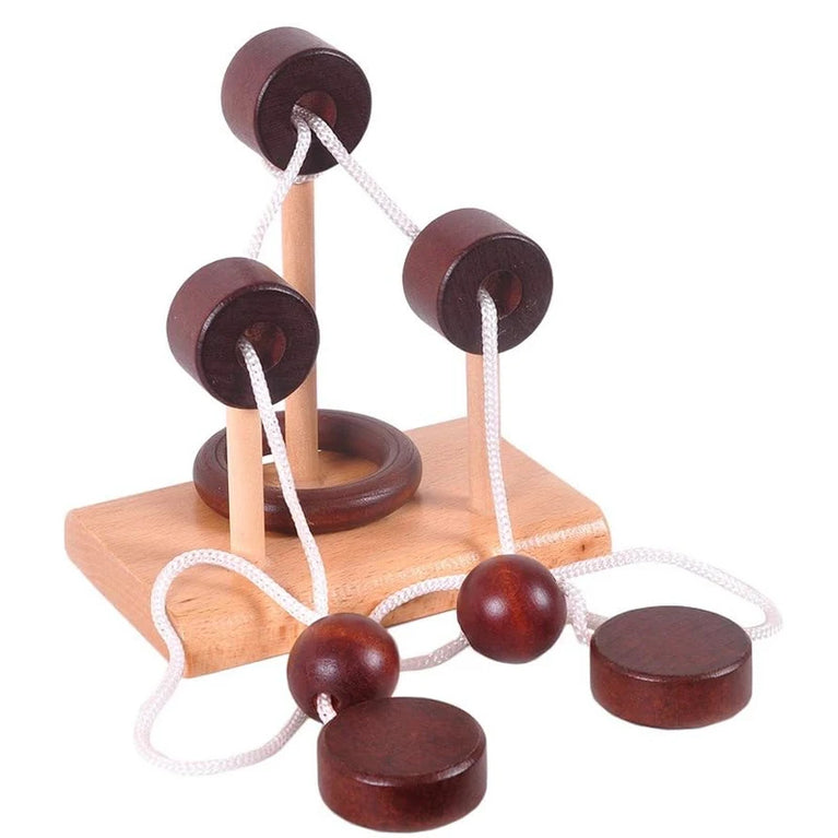 Muddy Puddles Wooden Rope & Ring Puzzle | Classic 3D Brain Teaser