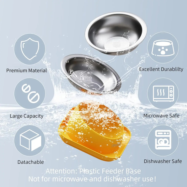 15° Tilted Raised Cat Feeder with Stainless Bowl Anti Slip Base