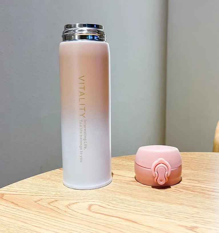 500ml Gradient Stainless Steel Insulated Water Bottle Flip Lid