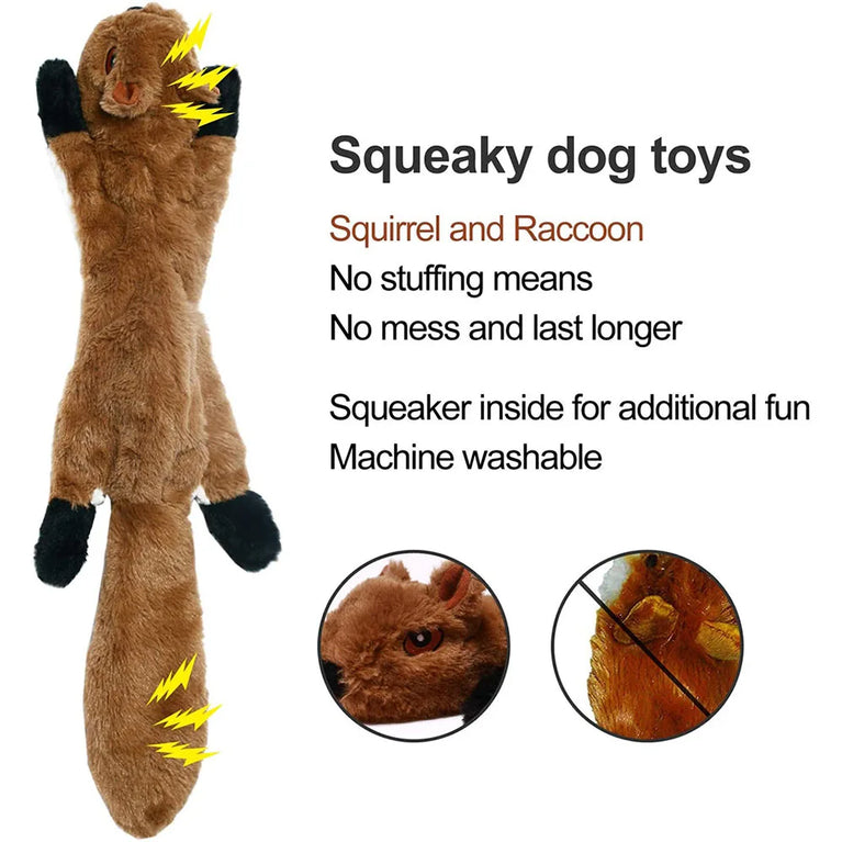 Stuffingless Squeaky Dog Toy Plush Crinkle Chew Training Toy