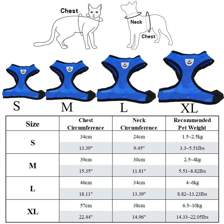 Breathable Mesh Cat Small Dog Harness And Leash Kitten Puppy Adjustable Vest Set