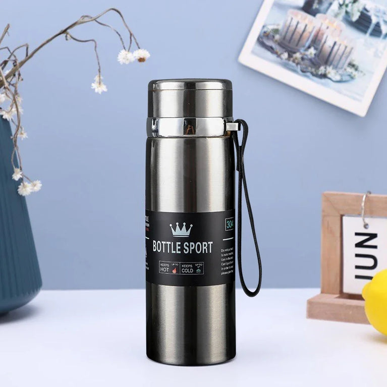 1L Stainless Steel Vacuum Thermal Water Bottle with Handle & Brush Set