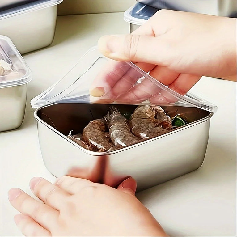 6-Piece Stainless Steel Food Containers with Lids Stackable Set