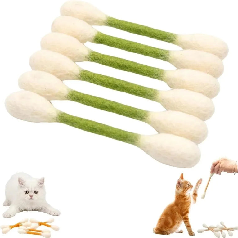 6PCS Giant Cotton Swab Felt Cat Toys Soft Kick Stick Chew Interactive Pet Toy Set
