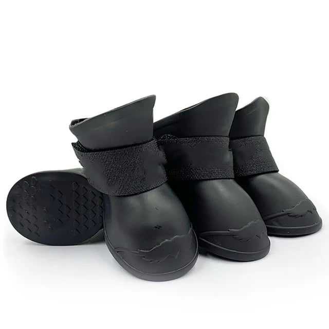 4-Piece Waterproof Pet Rain Boots | Anti-Slip Rubber Shoes