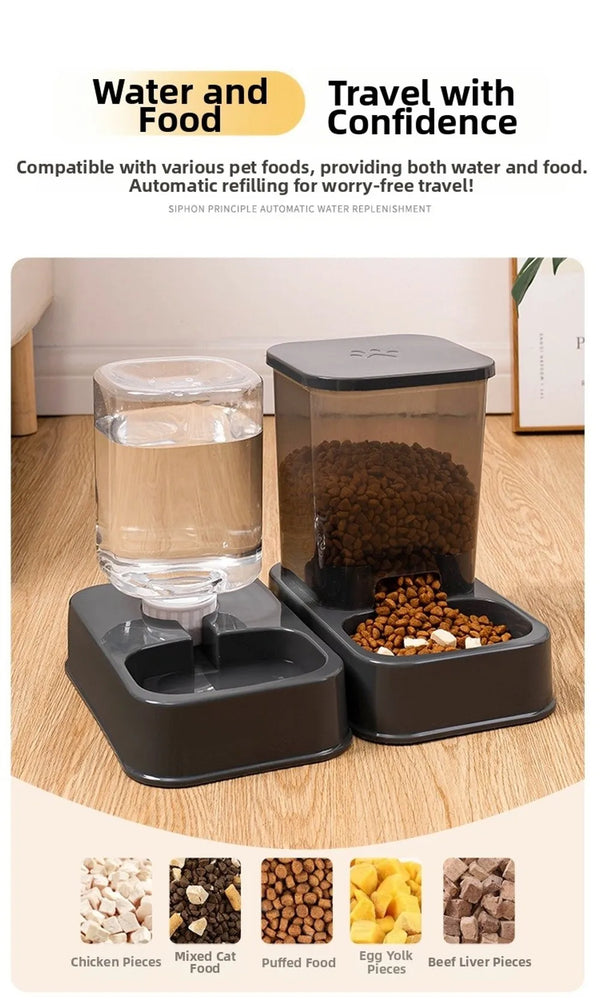 Large Capacity Pet Automatic Feeder 1.5L Food And Water Dispenser Set For Cats