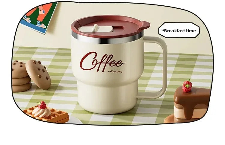 304 Stainless Steel Double Wall Coffee Mug with Handle Leakproof Cup