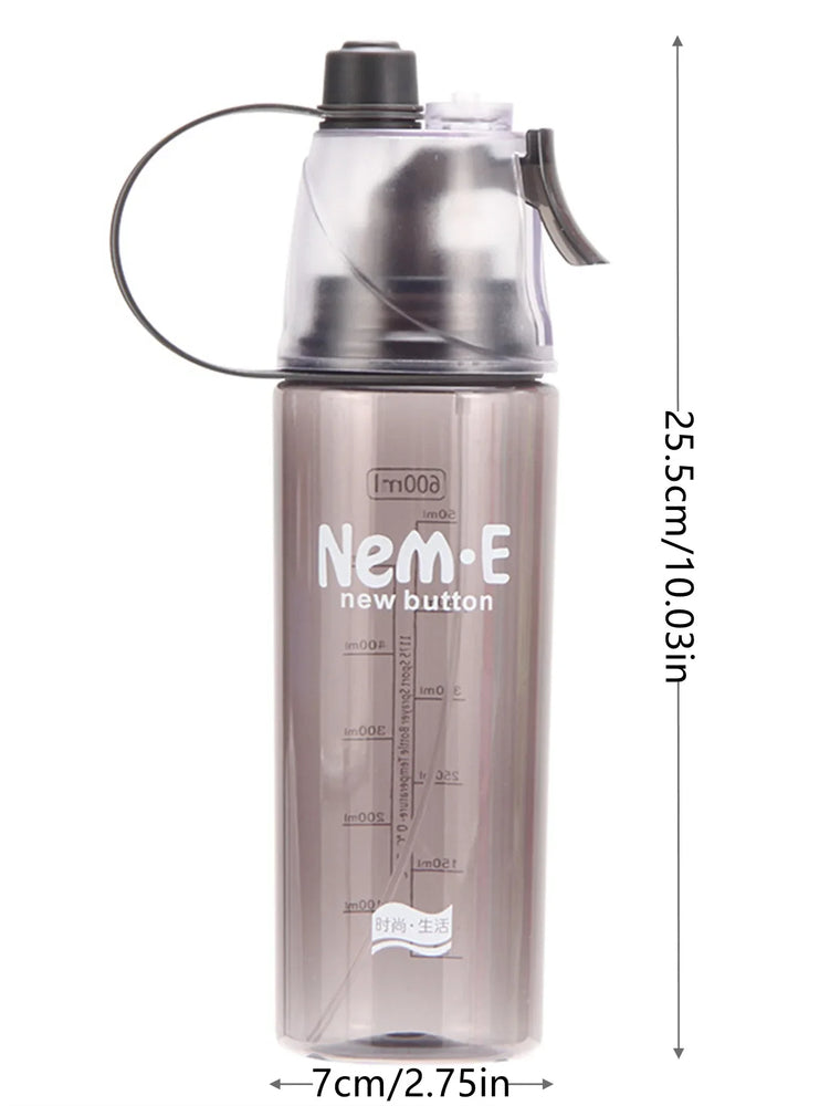 600ML Sports Spray Water Bottle Mist Cooling Gym Hiking Bottle