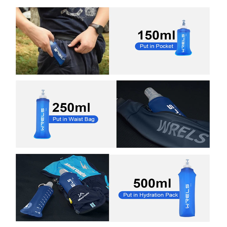 Collapsible TPU Soft Hydration Sport Water Bottle Flask Outdoor Use