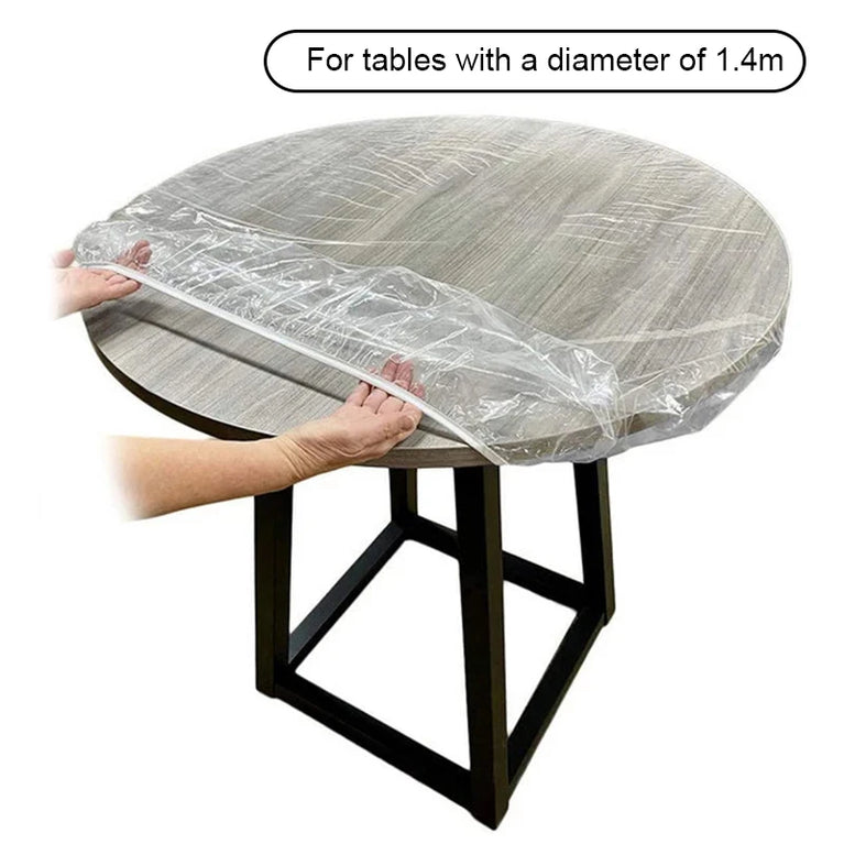 Disposable Fitted Round Tablecloths | Transparent Waterproof Protection