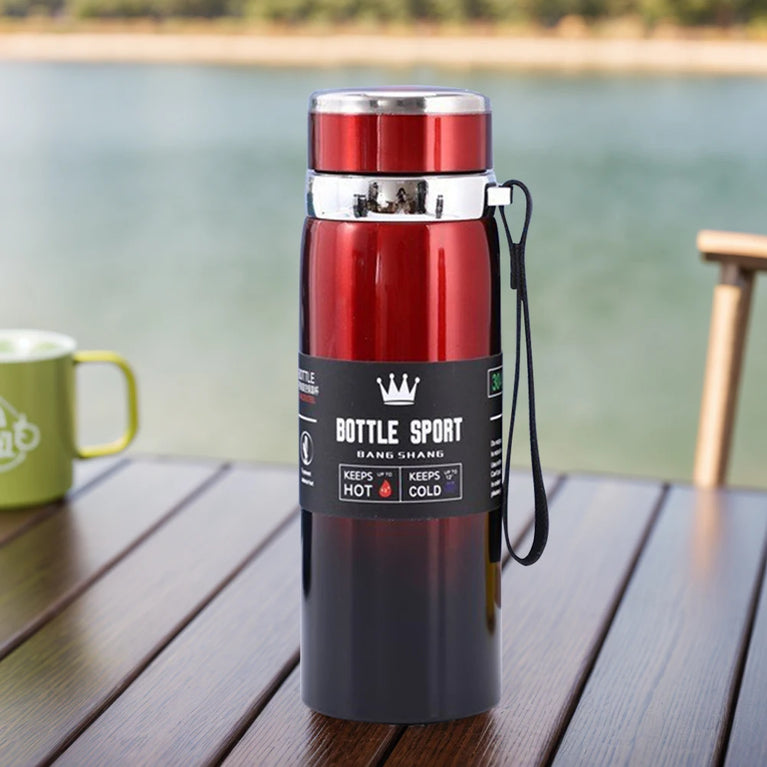 1L Stainless Steel Vacuum Thermal Water Bottle with Handle & Brush Set